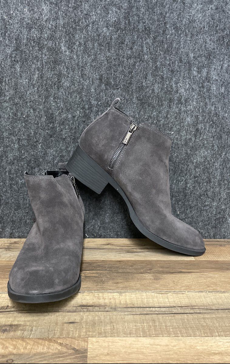 Kenneth Cole Dara Grey Suede Side Zip Ankle Boots Women's Size 8.5