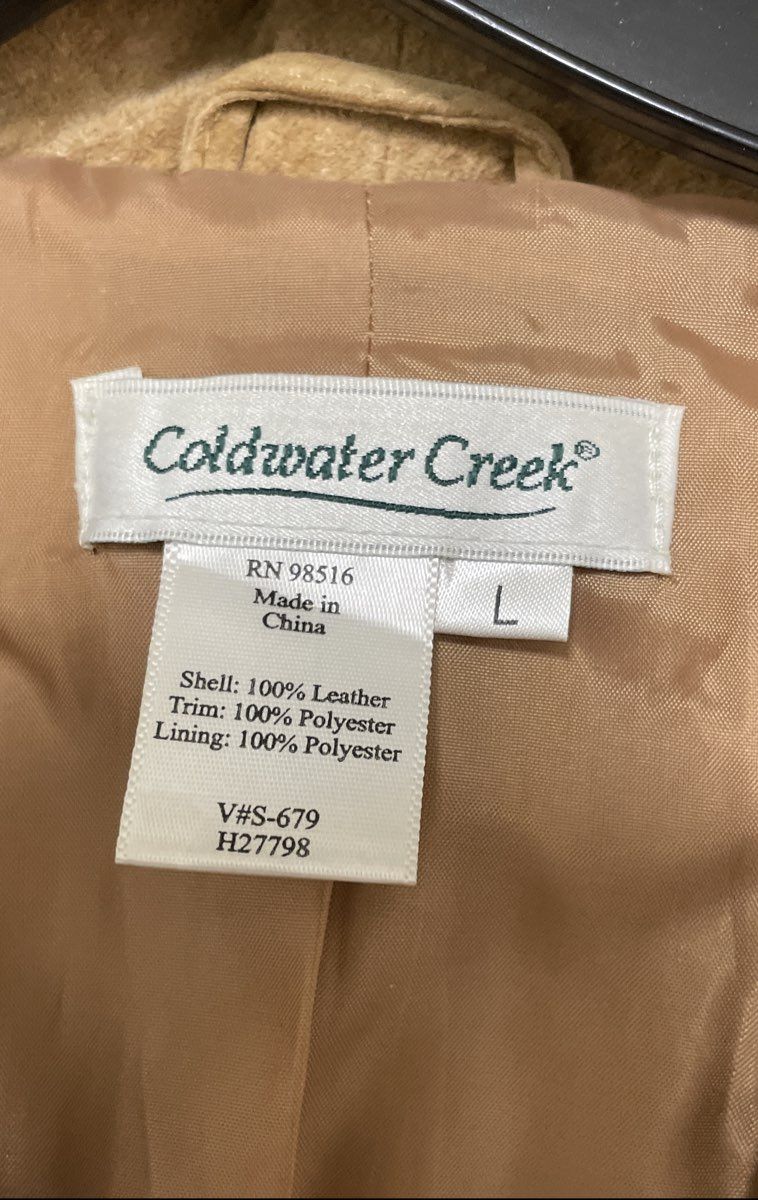 Coldwater Creek Women's Tan Suede Jacket Crochet Lace Trim Blazer Sz L
