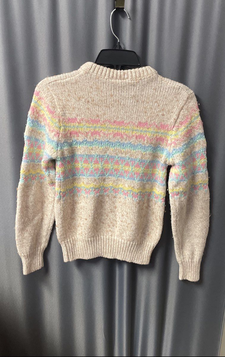 Vintage 90s Cherry Stix Women's Pastel Fair Isle Wool Blend Sweater Sz M
