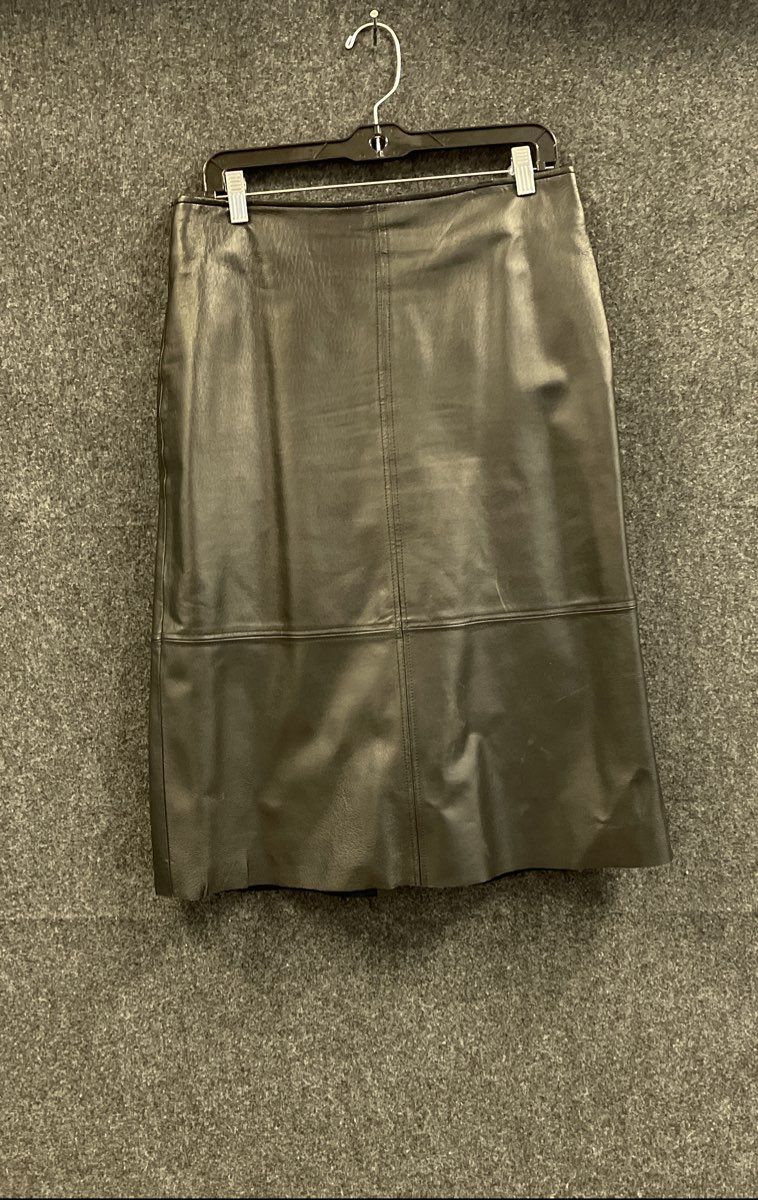 Vintage 90s Clio Leather Women's Black Paneled Midi Skirt Sz 12