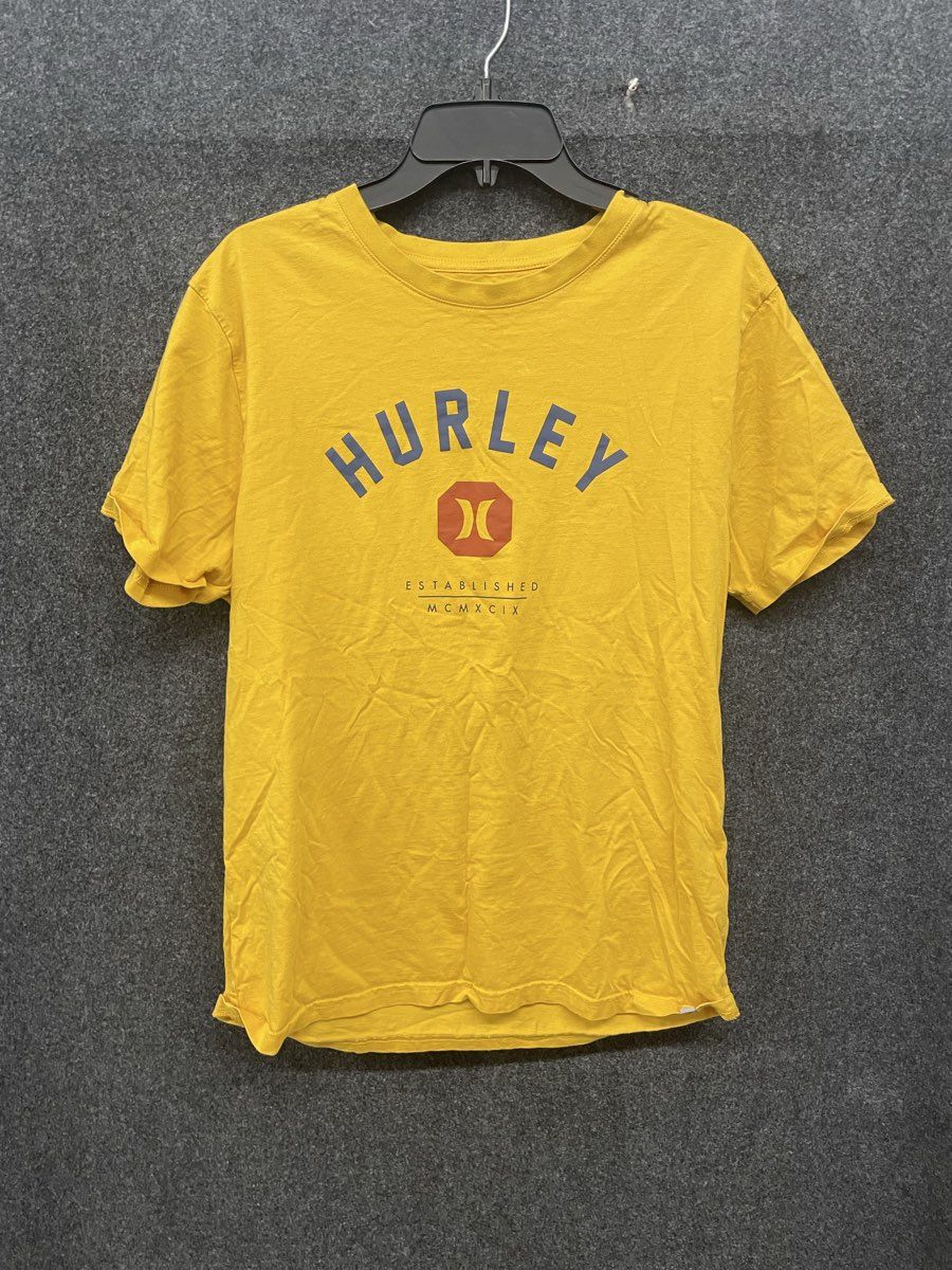 Hurley Men's Yellow Graphic Logo T-shirt Established 1999 Cotton Size Medium