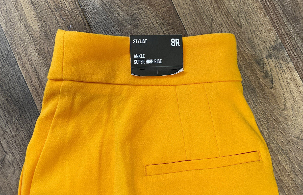 Express Women's Yellow Stylist Ankle Super High Rise Pleated Pants Sz 8R NWT