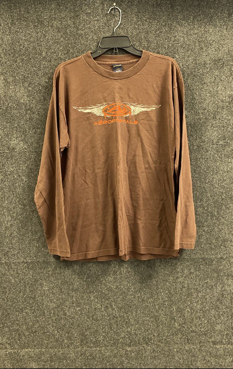 Aeropostale Men's Brown Vintage Y2K Winged Graphic Long Sleeve Shirt Sz L