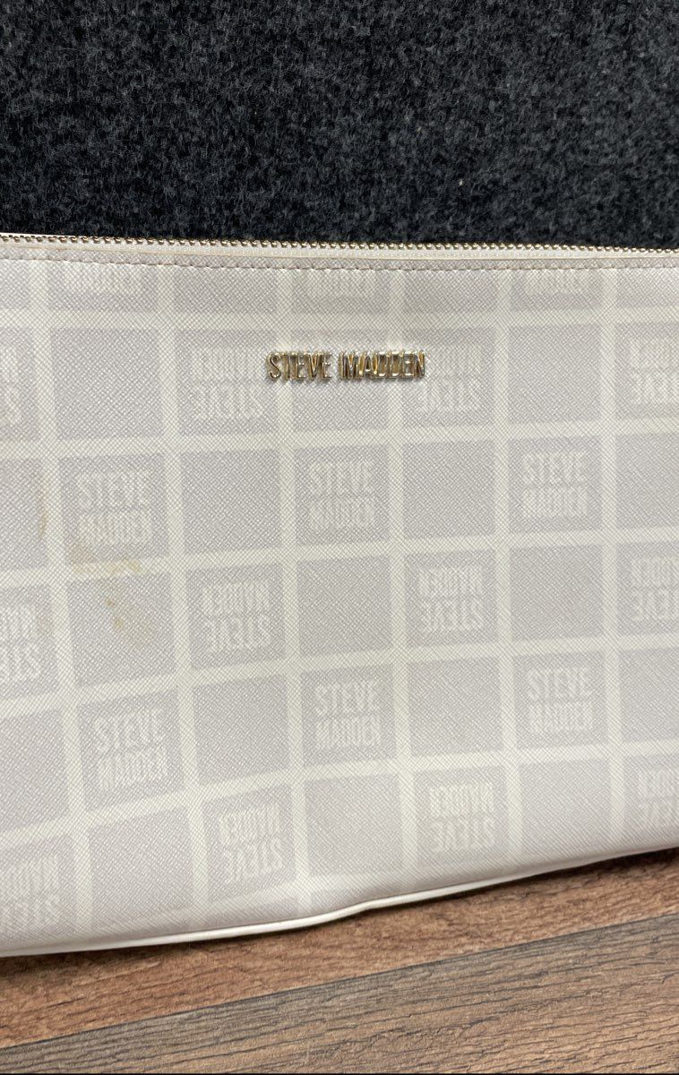 Steve Madden White Monogram Logo Crossbody Bag Gold Tone Hardware