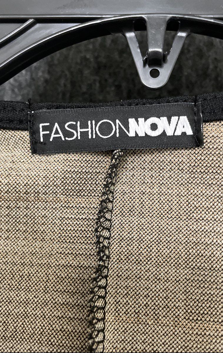 Fashion Nova Women's Gray Plaid Two-Piece Outfit Button Vest Flare Pants Sz S