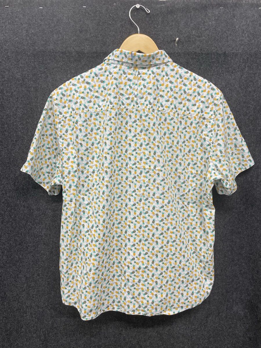 Johnston & Murphy Men's Short Sleeve Button Up White Pineapple Print Shirt Sz XL