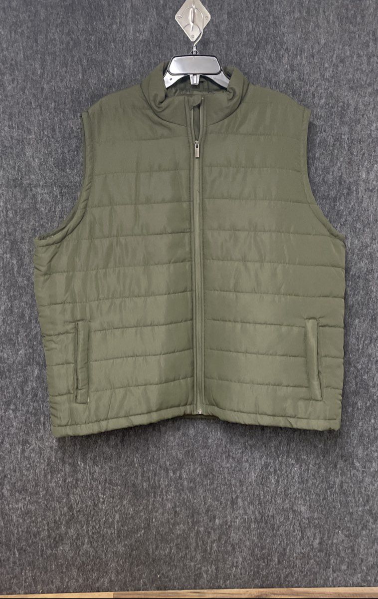 Sonoma Men's Olive Green Quilted Puffer Vest Full Zip Sleeveless Jacket Sz XXL
