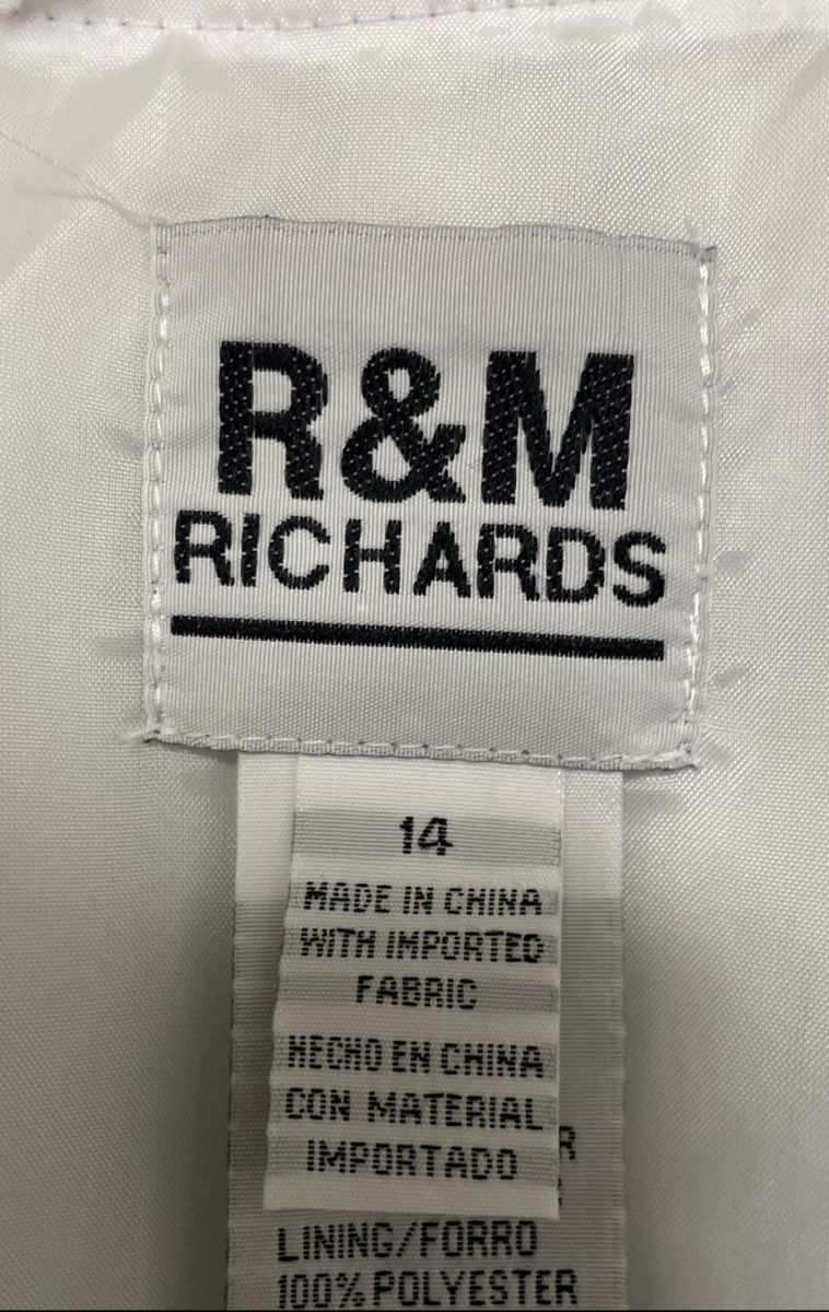 R&M Richards Women's White Lace Sequin Formal Blazer Rhinestone Clasp Sz 14