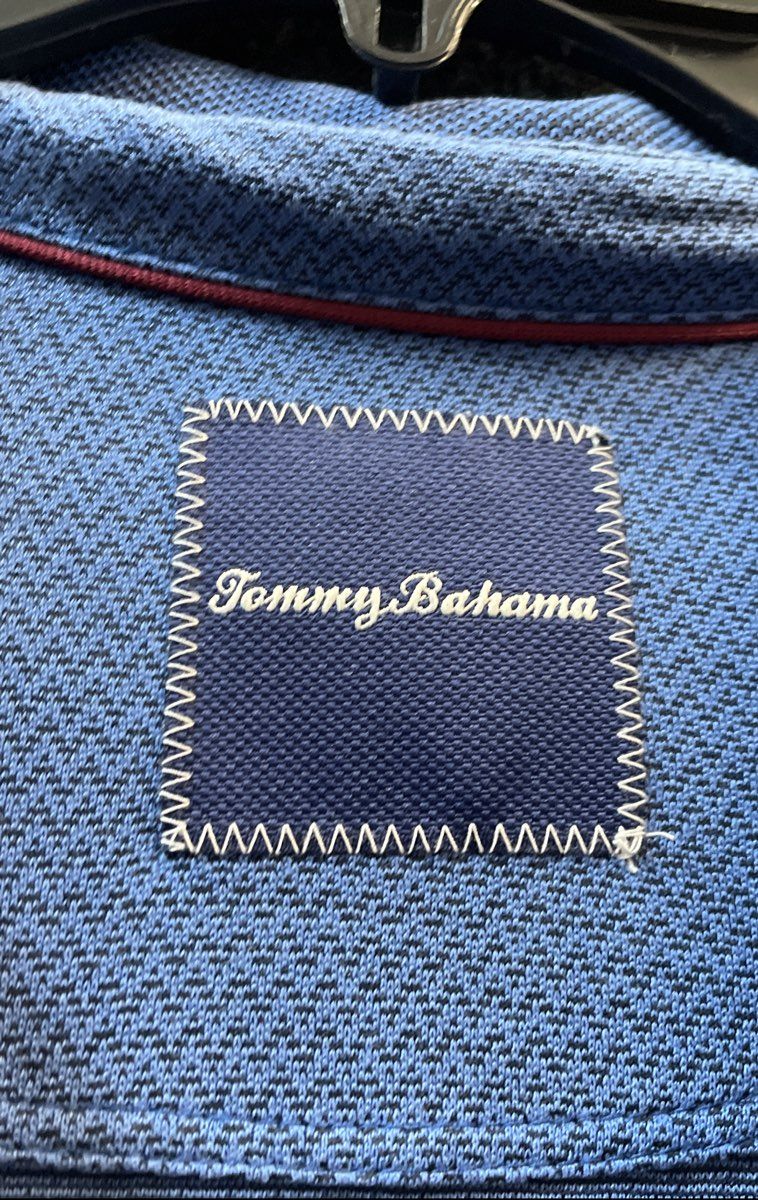 Tommy Bahama Men's Blue Textured Modal Blend Short Sleeve Polo Shirt Sz M
