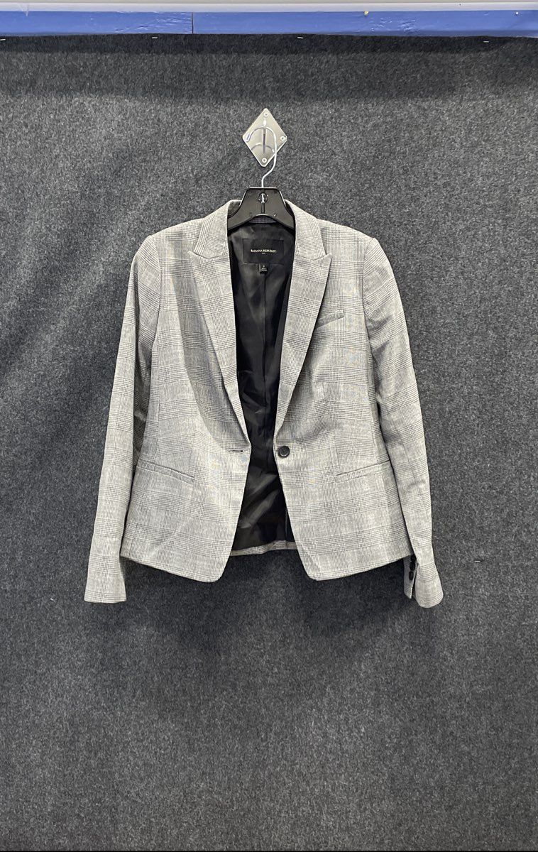 Banana Republic Women's Grey Glen Plaid Check Single Button Blazer Size 2