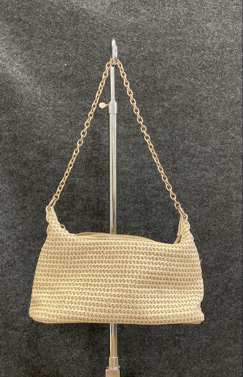 Gold Woven Mini Purse Shoulder Bag Crossbody Gold Chain Strap Small Handbag