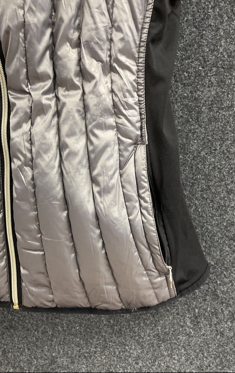 Calvin Klein Performance Women's Silver Metallic Down Puffer Vest Moto Zip Sz M