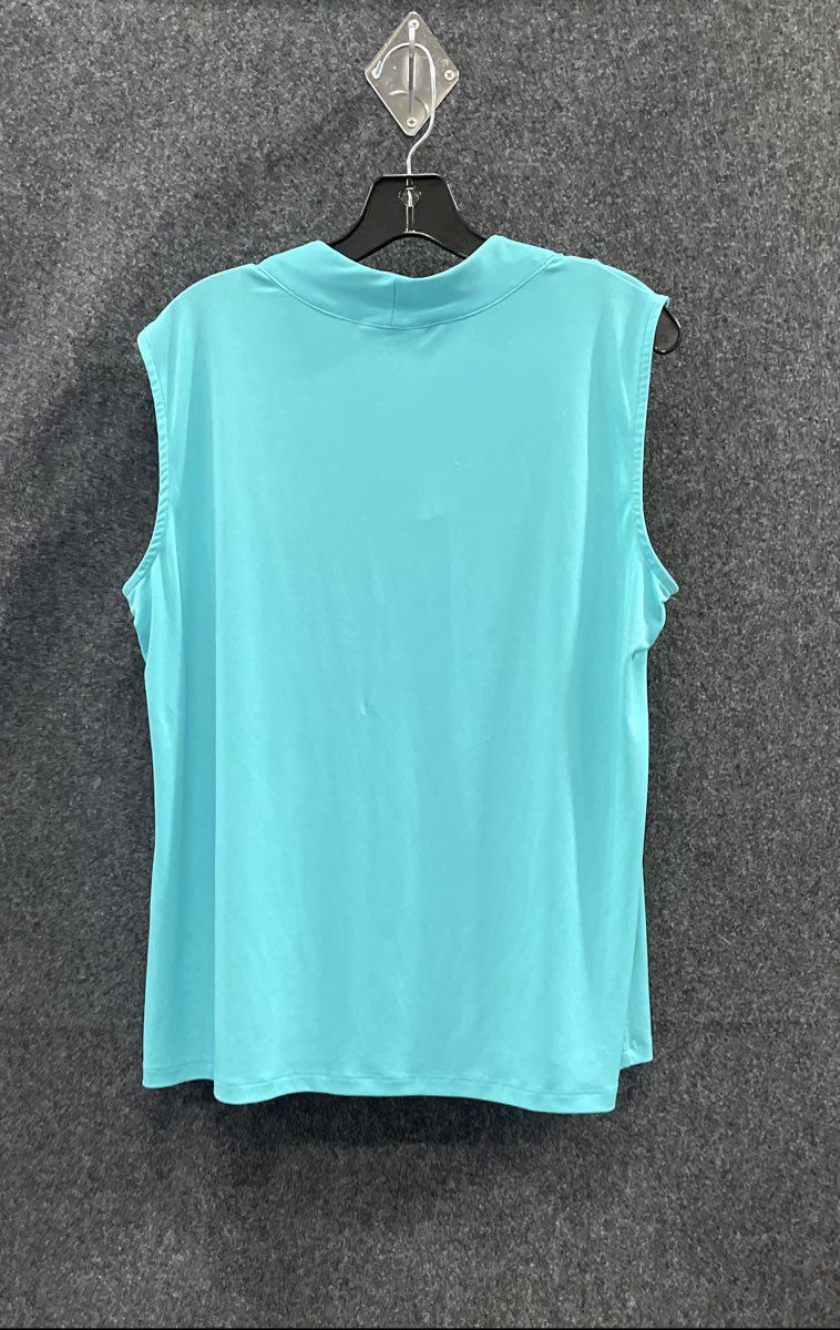 Dana Buchman Women's Teal Drape Neck Sleeveless Blouse Shell Sz XL
