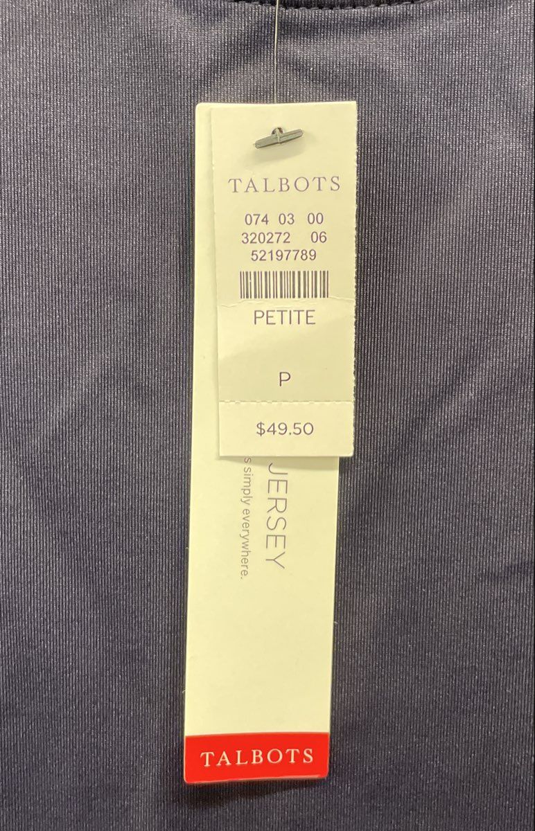 Talbots Women's Blue Jersey Tank Top Sleeveless Shell Petite Sz P NWT