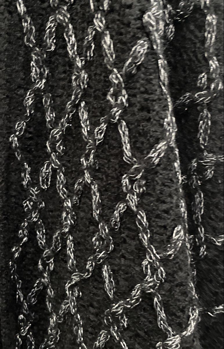 Women's Black Silver Sparkly Diamond Knit Fringe Sweater Shawl Wrap NWT OS