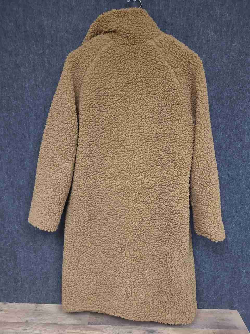 Lucky Brand Women's Tan Sherpa Teddy Faux Fur Long Coat Sz M
