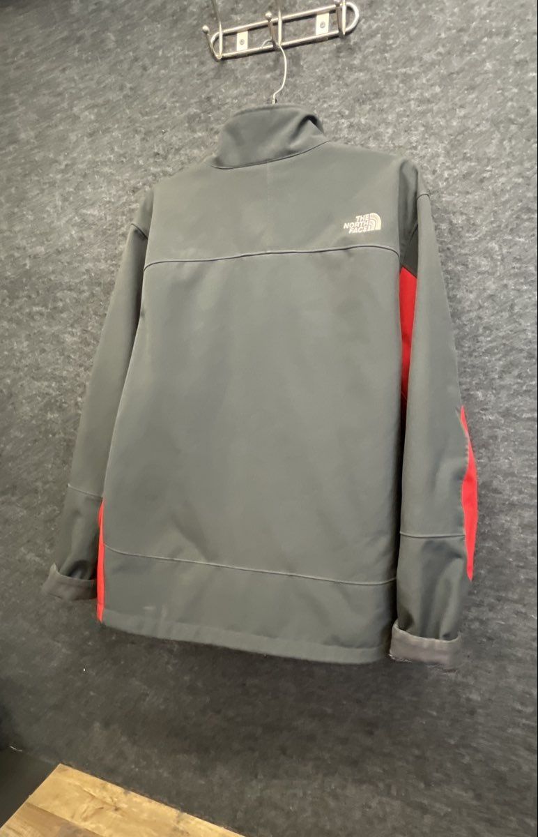 The North Face Men's Gray Red Softshell Fleece Lined Full Zip Jacket Sz XL
