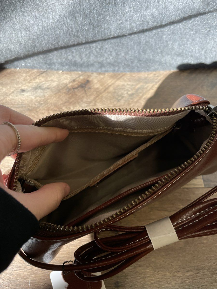 NWT GIRLREEL Brown Top Layer Cowhide Leather Crossbody Shoulder Bag Purse Pouch