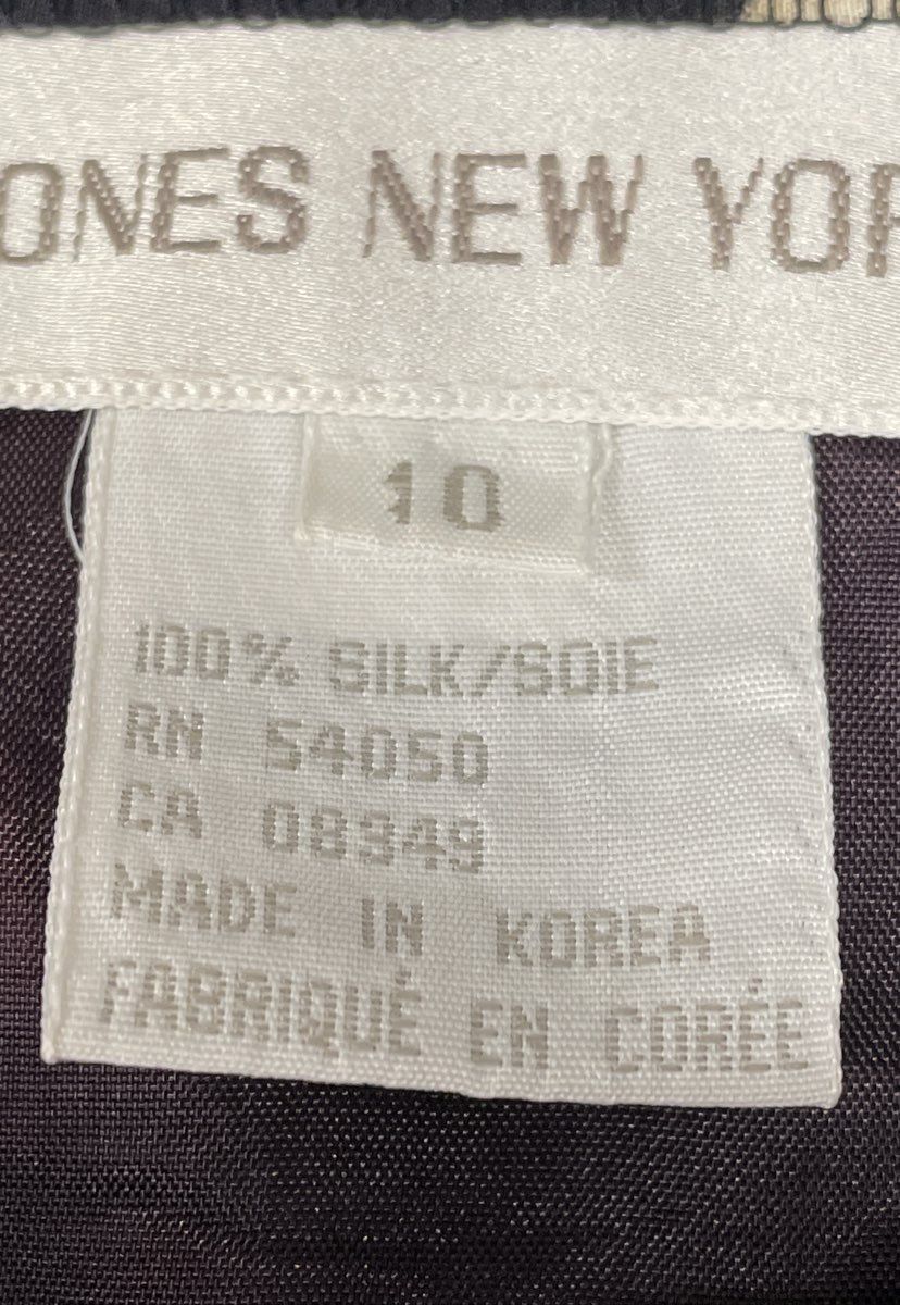 Vintage 90s Jones New York Women's Navy Silk Flag Saber Print Wrap Skirt Sz 10
