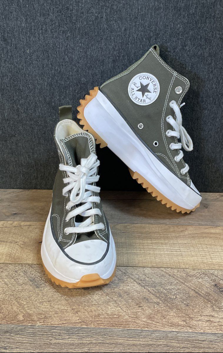 Converse Run Star Hike Hi Olive Green Platform High Top Sneakers Size M 5 W 6.5