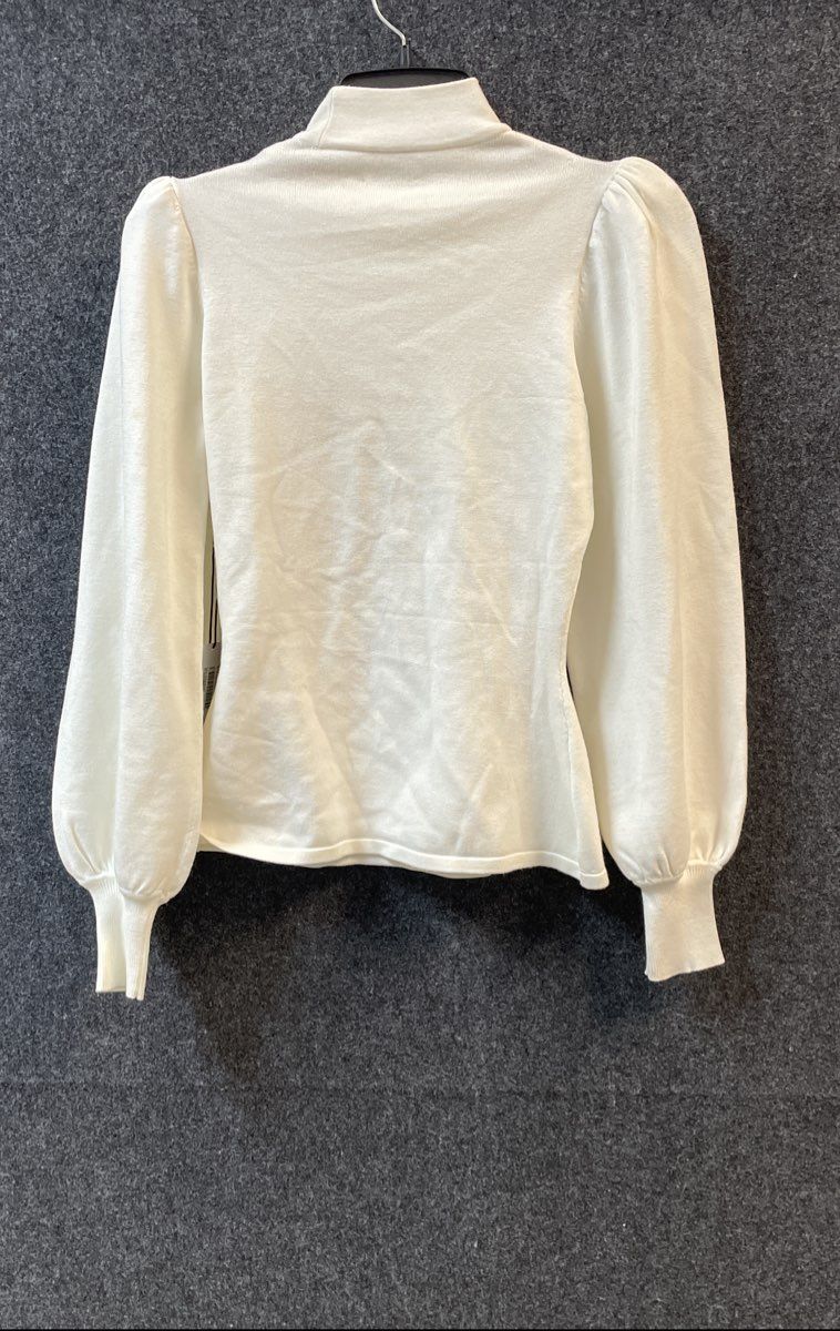 LINI Women's Gillian Sweater Ivory Puff Sleeve Mock Neck Knit Sz XS NWT
