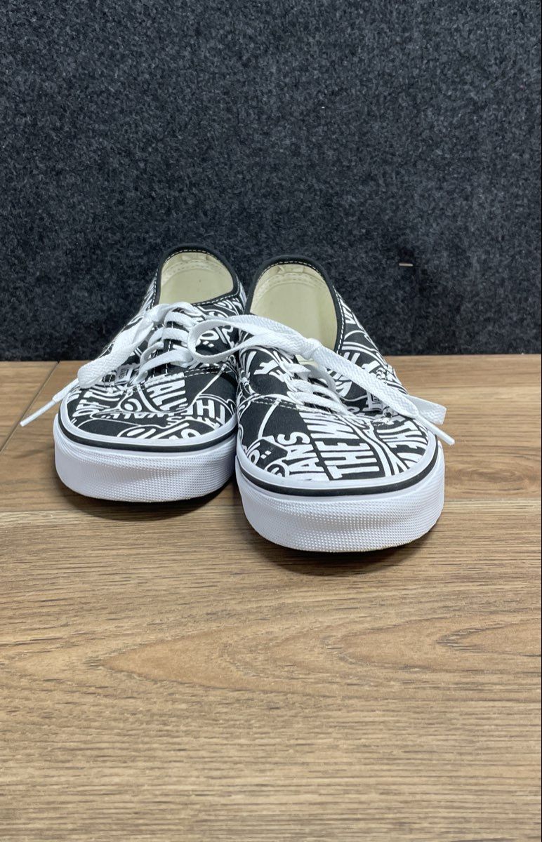 Vans Authentic Off The Wall Logo Black White Sneakers Women's 7.5 Men's 6