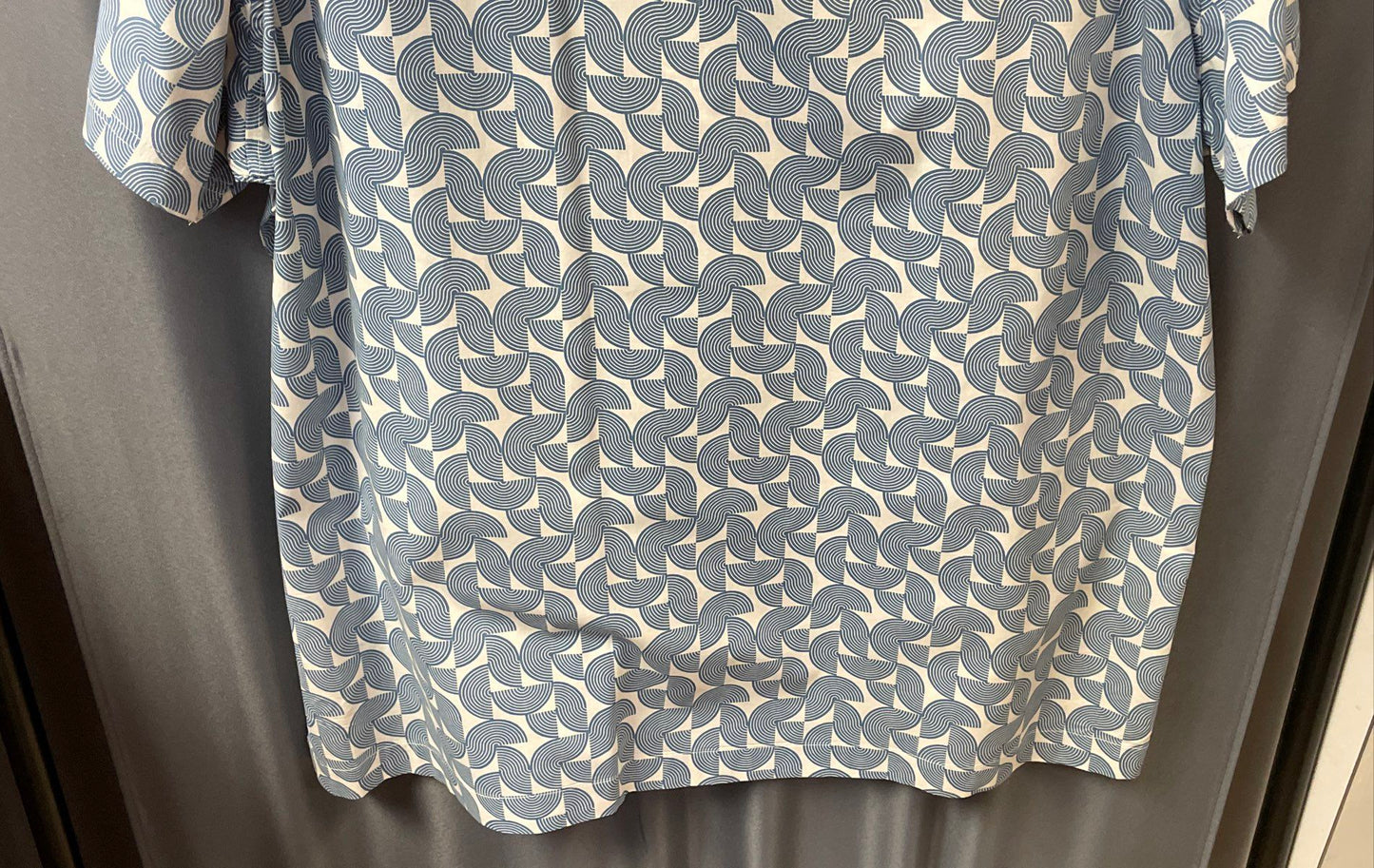 Ben Sherman Men's Blue White Geometric Short Sleeve Camp Collar Shirt Sz XXL