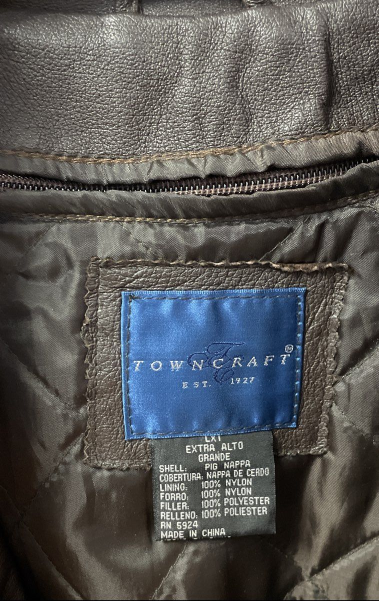 Towncraft Men's Brown Pig Nappa Leather Bomber Jacket Sz LXT Extra Tall