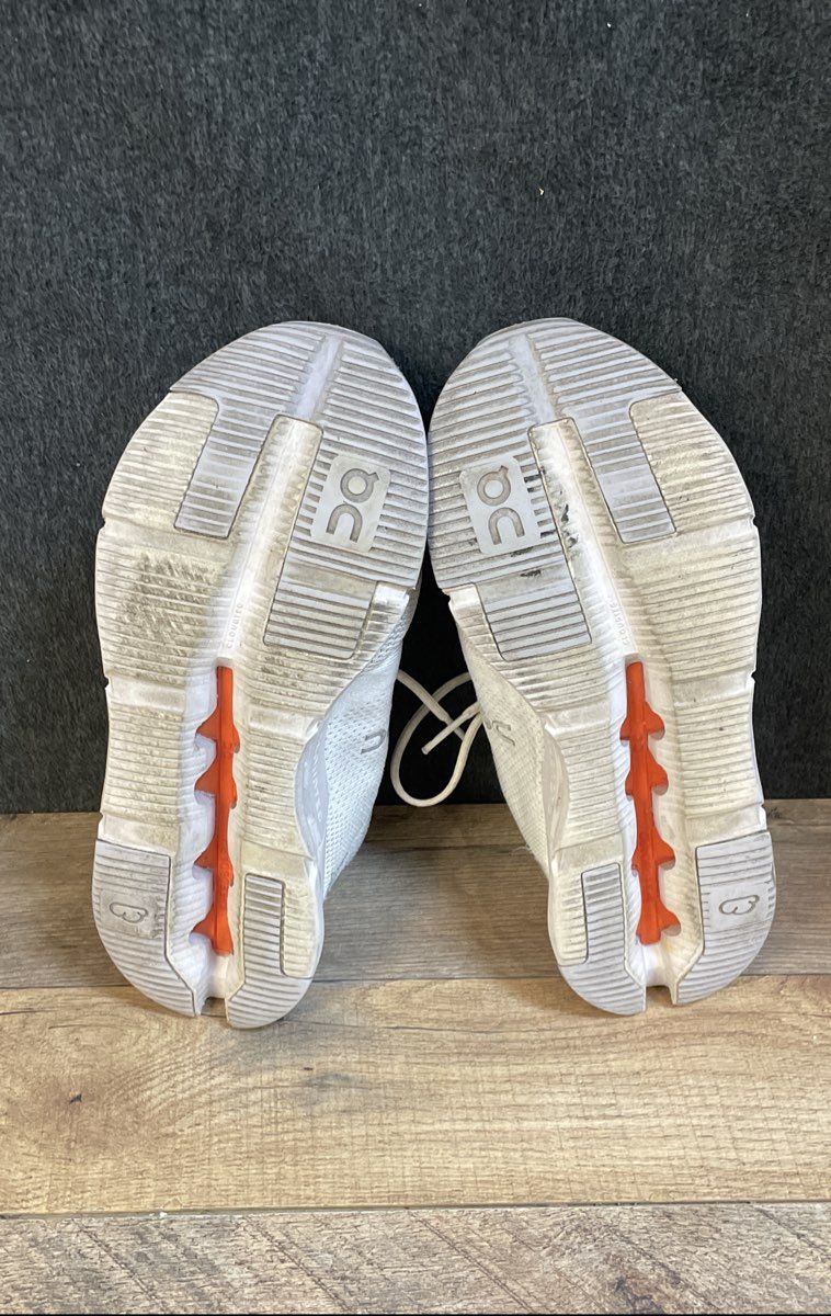 On Cloudnova White Orange Women's Lifestyle Running Sneakers Size 9.5