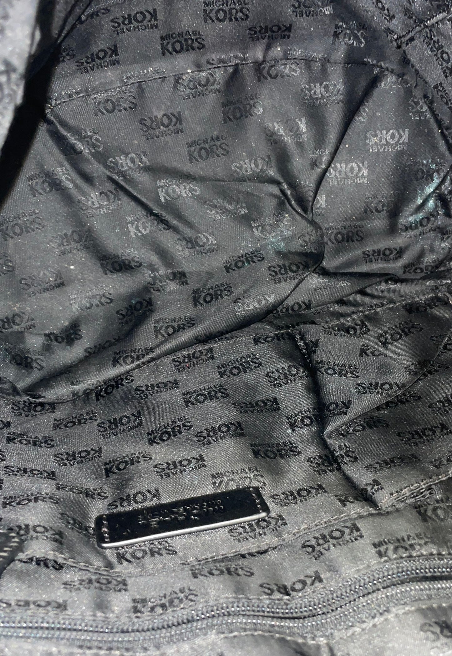 Michael Kors Black Monogram Canvas Tote Bag Gold Hardware Adjustable Straps