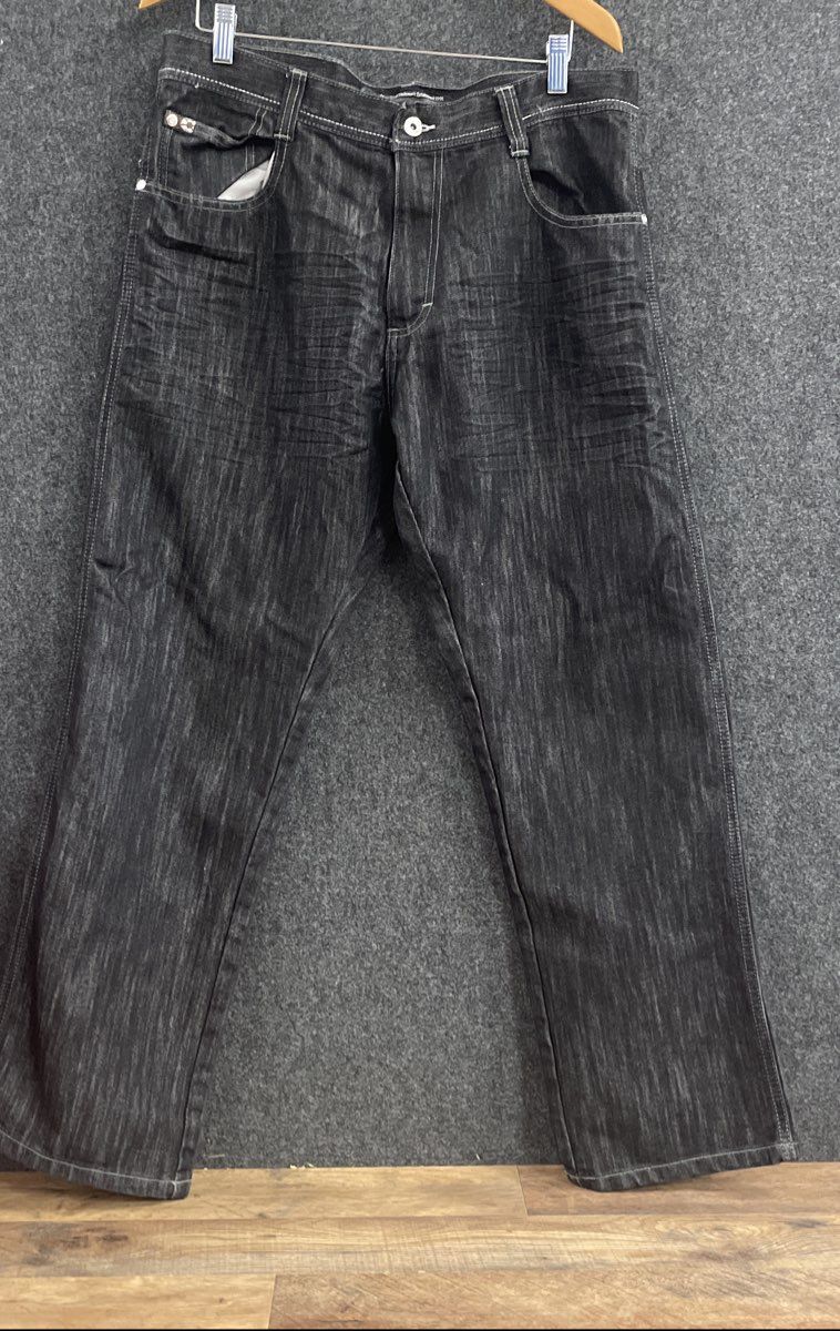 Southpole Men's Black Denim Contrast Stitch Streetwear Relaxed Jeans Sz 36x32