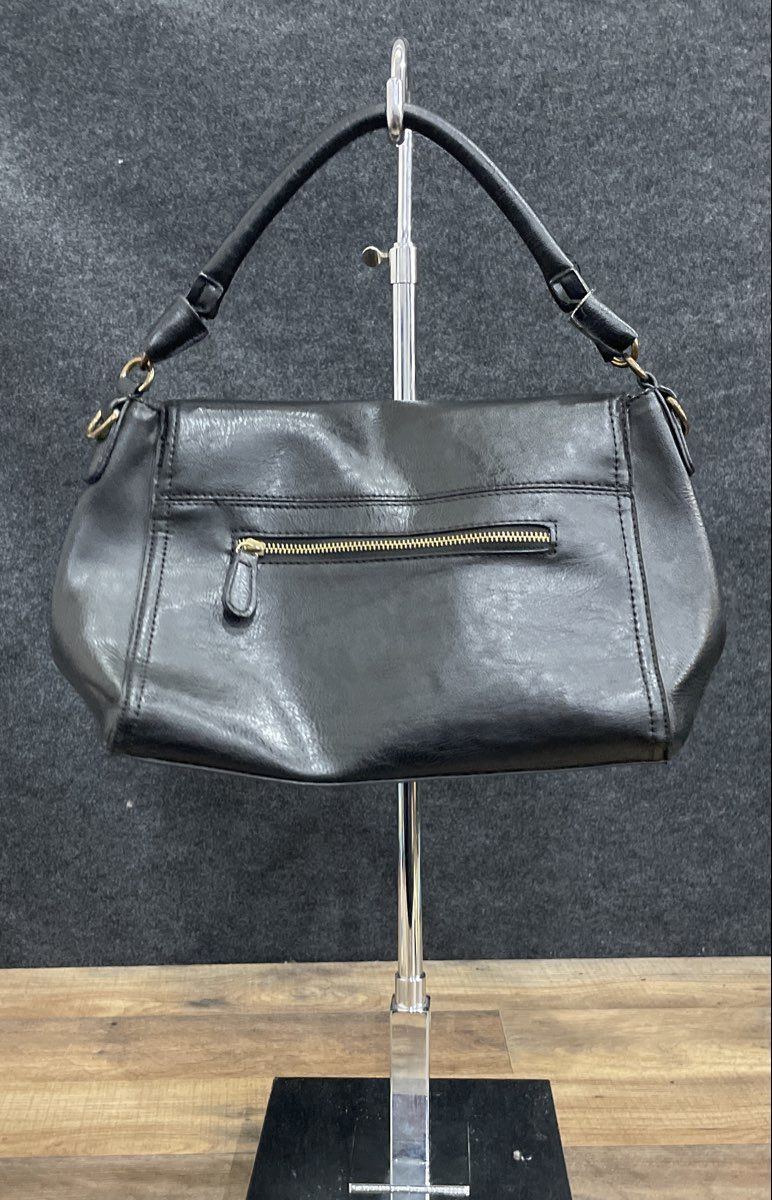 Nicole by Nicole Miller Black Shoulder Bag Satchel Gold Hardware