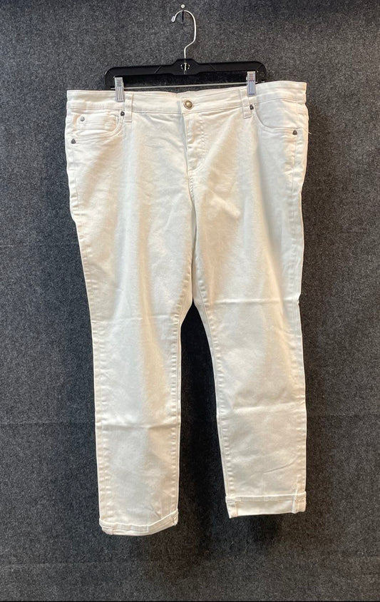 Kut from the Kloth Women's White Boyfriend Stretch Jeans Size 18W