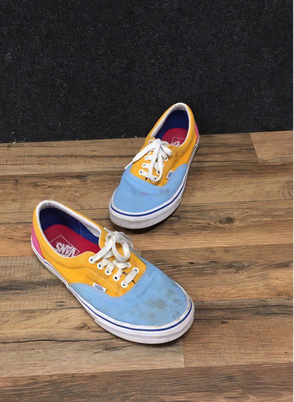 Vans Era Colorblock Blue Yellow Pink Canvas Skate Shoes Men's Size 10
