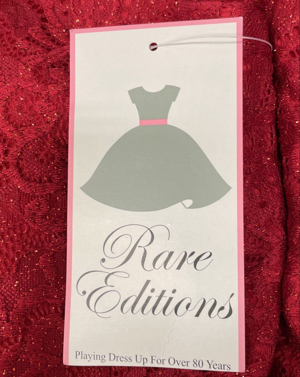 Rare Editions Girls Red Lace High-Low Formal Party Dress Rhinestone Belt NWT 10