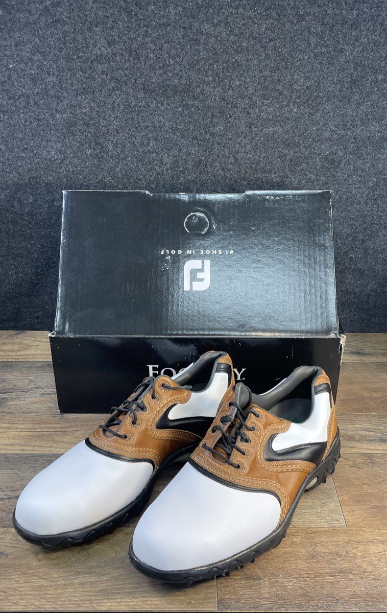 FootJoy Contour Series Black White Brown Leather Golf Shoes Mens Size Unknown