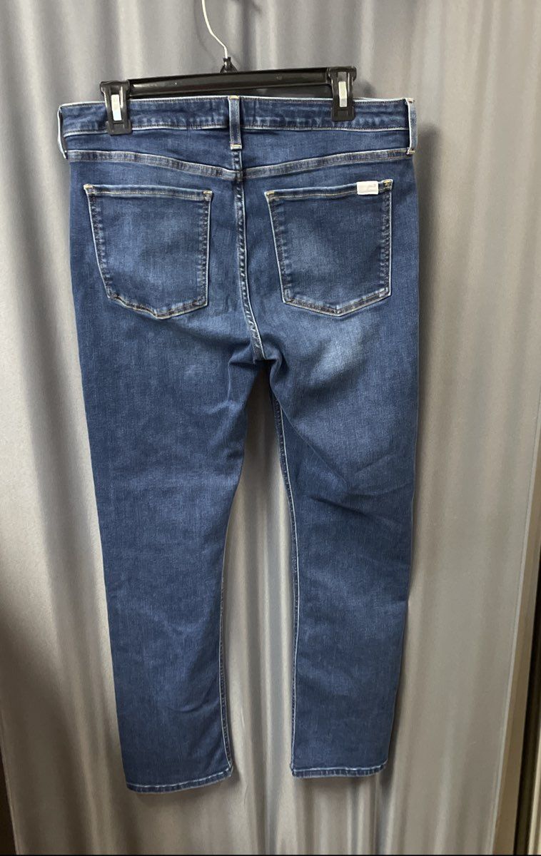 Jen 7 Women's Dark Blue Whiskered Stretch Slim Straight Jeans Size 10