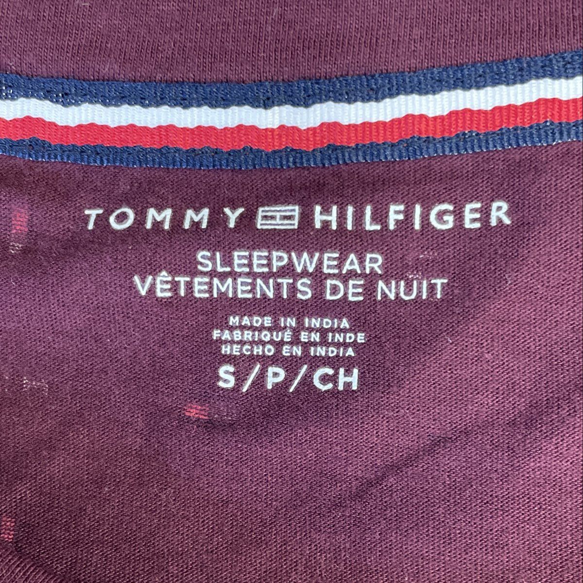 Tommy Hilfiger Women's Maroon Logo Print Sleep Shirt Pajama Top Sz S