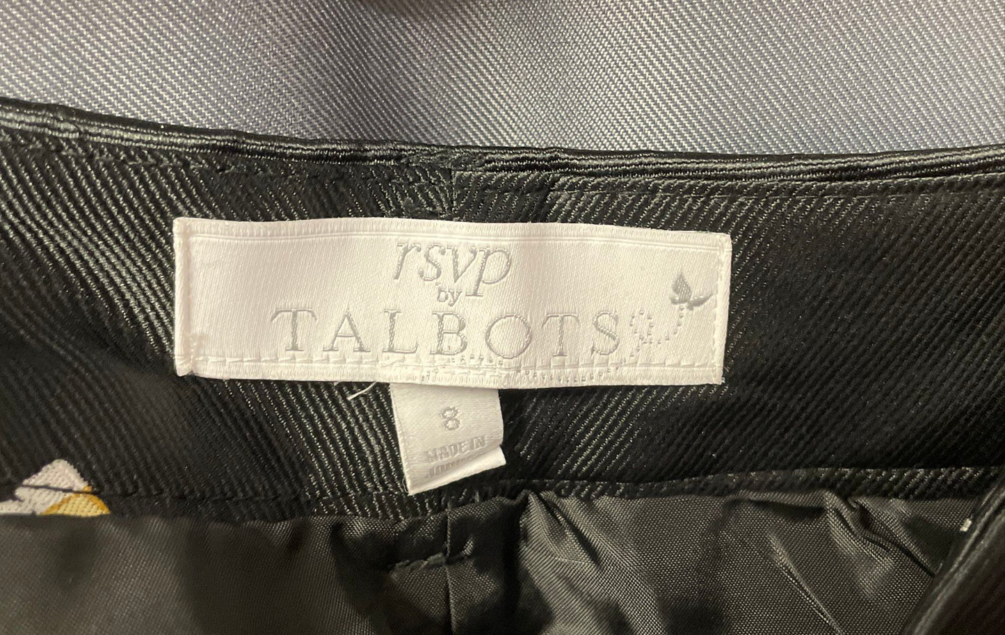 RSVP by Talbots Women's Black Champagne Flute Print Tapered Ankle Pants Size 8