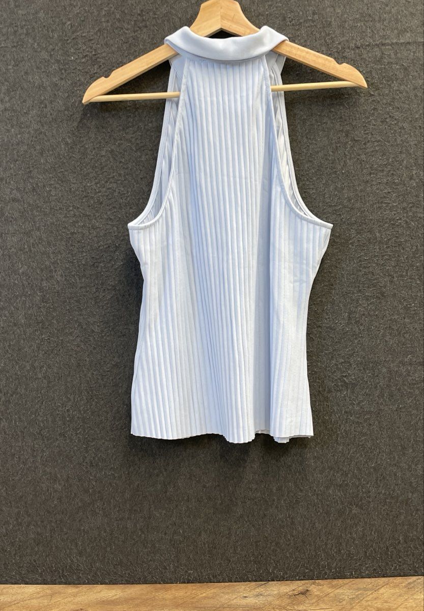 Marc New York Women's Pleated Sleeveless Polo Top Kentucky Blue Size M NWT