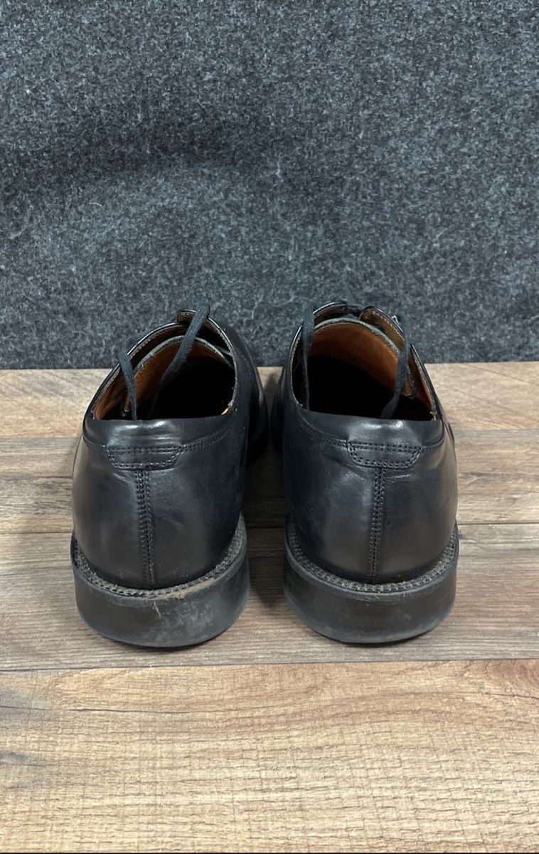 Johnston & Murphy Black Leather Plain Toe Derby Shoes Made in Italy Size 9.5