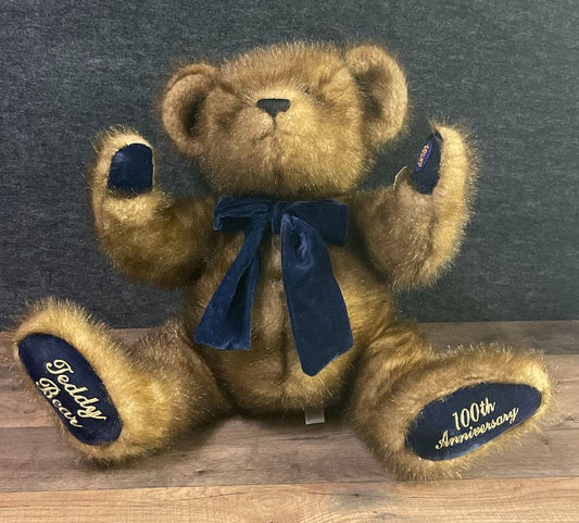 2002 Dan Dee 100th Anniversary Teddy Bear Plush Collector Blue Velvet Paws