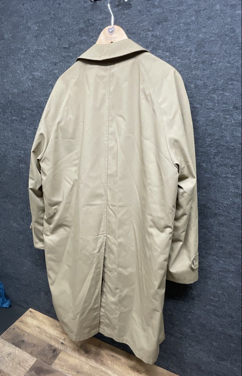 Vintage 80s London Fog Men's Tan Maincoat Trench Coat Zip-Out Liner Sz 42 Long