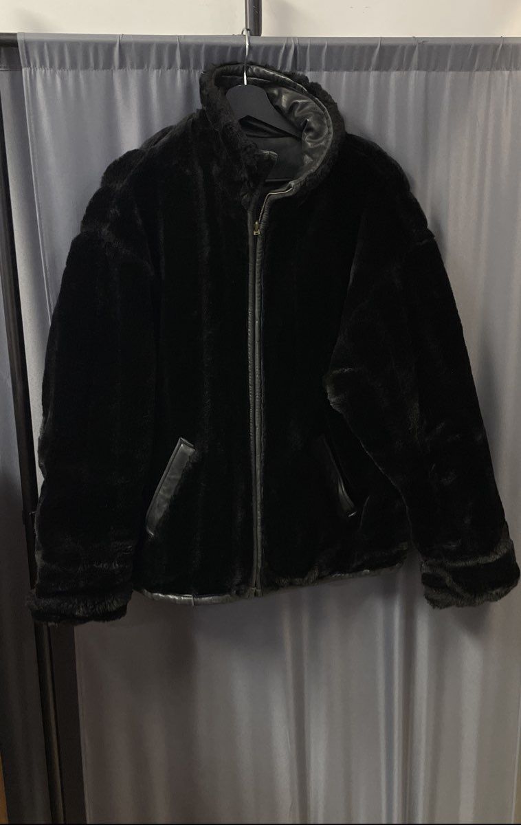 LNR La Nouvelle Renaissance Black Reversible Leather Faux Fur Jacket Sz S