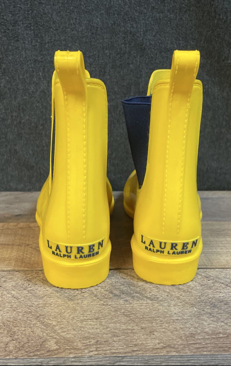 Lauren Ralph Lauren Yellow Navy Chelsea Ankle Rain Boots Size 6