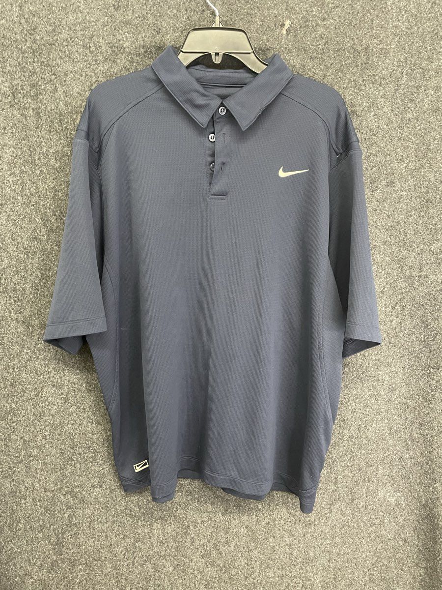 Nike Men's Performance Polo Shirt Navy Blue Textured Short Sleeve Size XL