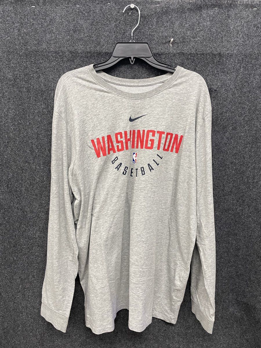 Nike Men's Washington Wizards NBA Dri-FIT Long Sleeve Tee Heather Gray Sz 2XL