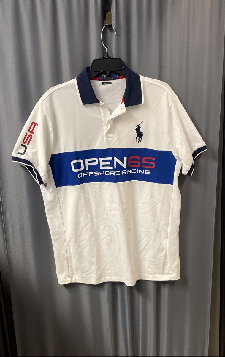 Polo Ralph Lauren Men's Open 65 Offshore Racing Polo Shirt White P-15 Sz L