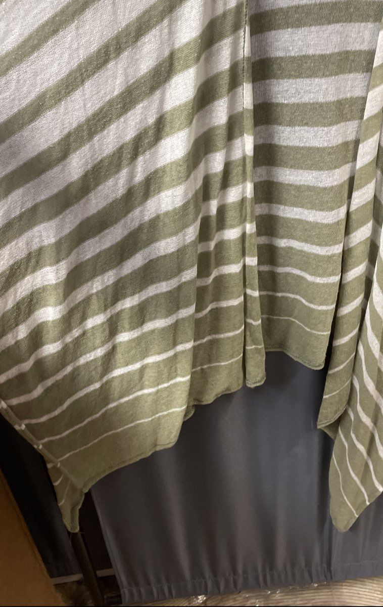 Zighilli Women's Green White Striped Knit Wrap Poncho Cardigan Italy One Size