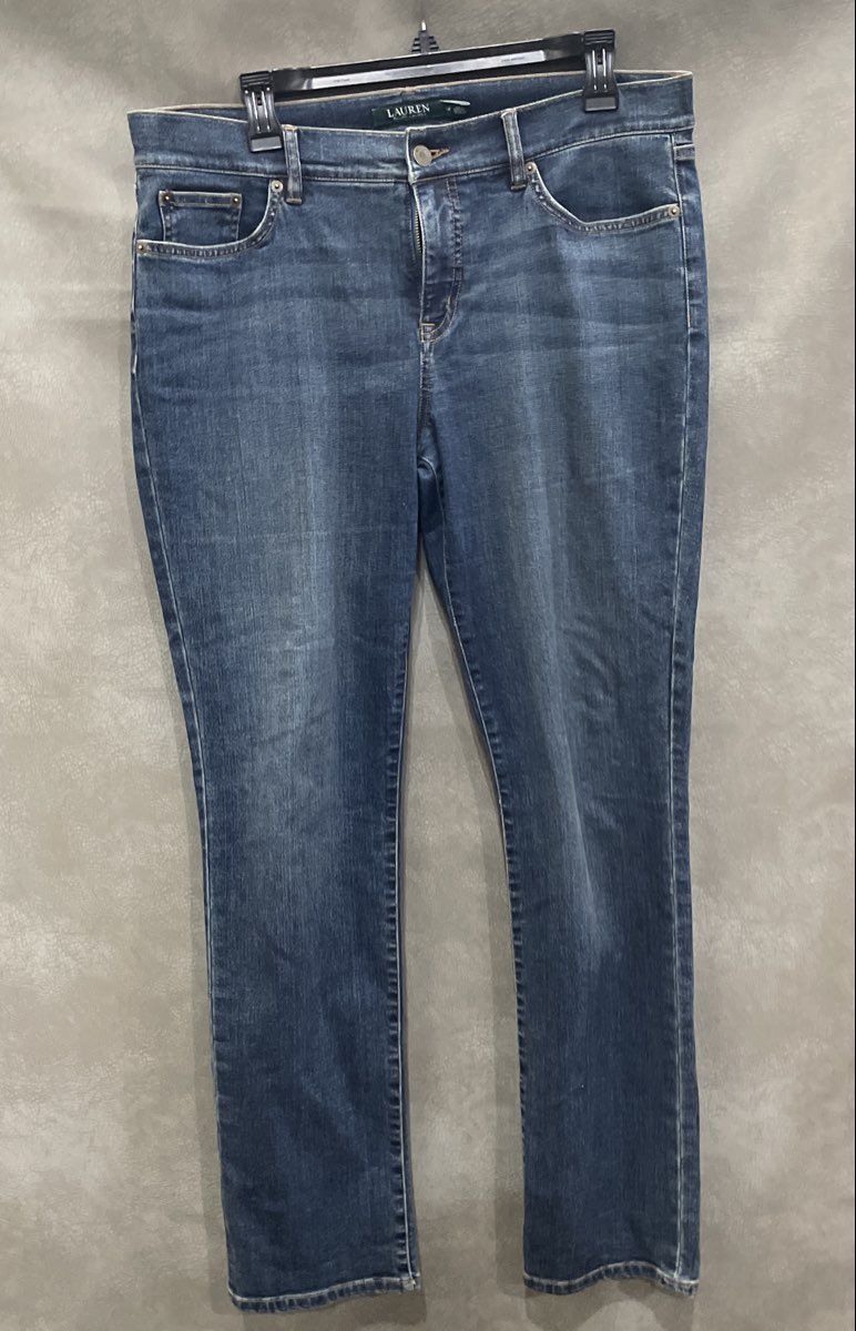 Lauren Ralph Lauren Women's Blue Straight Leg Medium Wash Stretch Jeans Size 12
